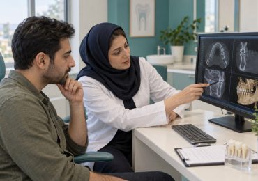 مشاوره دربارهٔ عکس سهبعدی CBCT پیش از درمان ریشه؛ تصویر تولیدشده