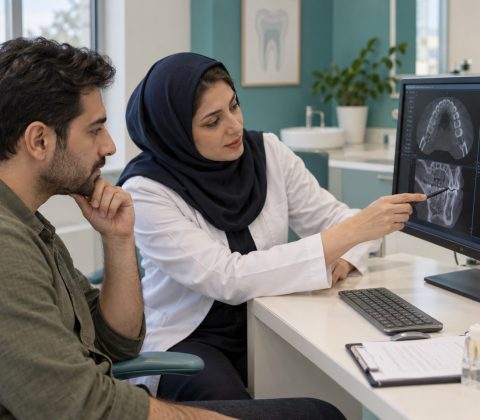 مشاوره دربارهٔ عکس سهبعدی CBCT پیش از درمان ریشه؛ تصویر تولیدشده