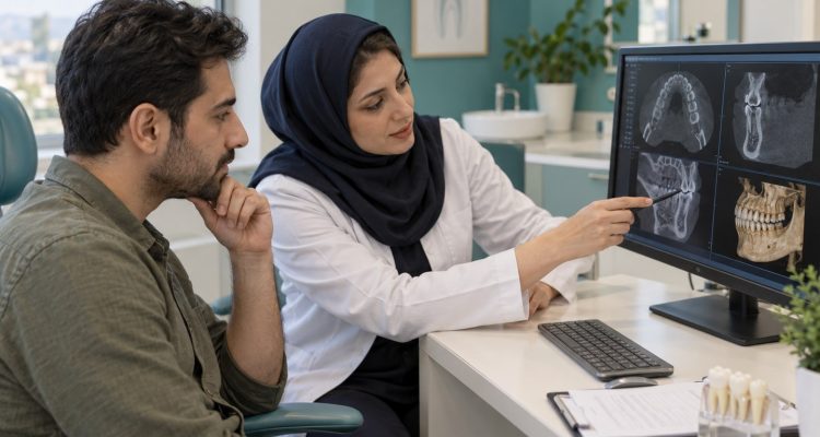 مشاوره دربارهٔ عکس سه‌بعدی CBCT پیش از درمان ریشه؛ تصویر تولیدشده