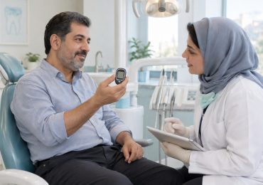 تصویر آموزشی گفتوگو درباره دیابت پیش از درمان دندانپزشکی