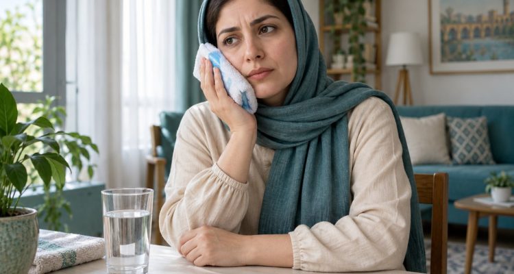 تسکین موقت دنداندرد در خانه با کمپرس سرد روی گونه