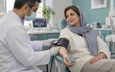 تصویر آموزشی اندازهگیری فشار خون پیش از درمان دندانپزشکی