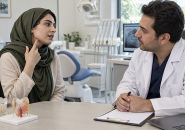 تصویر آموزشی مشاوره درباره تورم زیر فک هنگام غذا خوردن