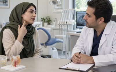 تصویر آموزشی مشاوره درباره تورم زیر فک هنگام غذا خوردن