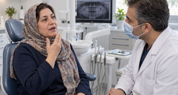 تصویر آموزشی مشاوره درباره سوزش زبان بدون ضایعه مشخص