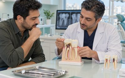 تصویر آموزشی مشاوره درباره حفظ بخشی از دندان چندریشه