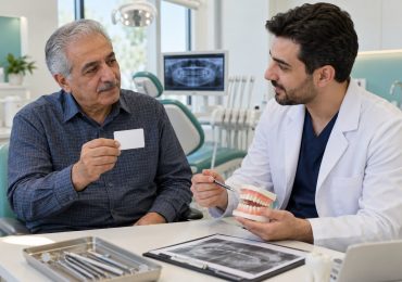 تصویر آموزشی مشاوره دندانپزشکی و بررسی کارت دستگاه قلبی در فرد دارای پیسمیکر