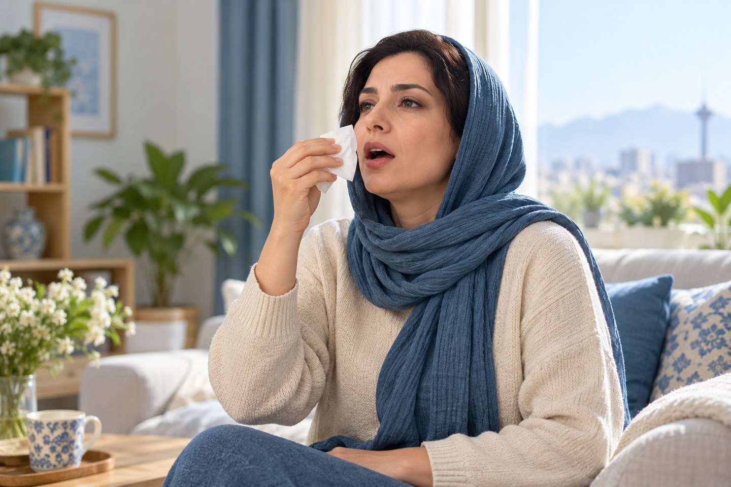 صحنه آموزشی مراقبت از فشار بینی در دوره ترمیم پس از جراحی دندان